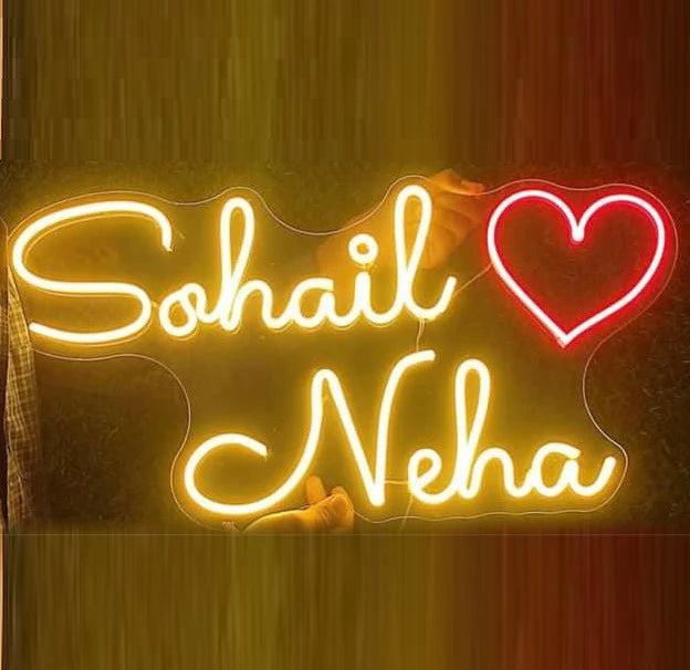 Couples Name Neon Light | Neon Light Board (20 x 18 inches)
