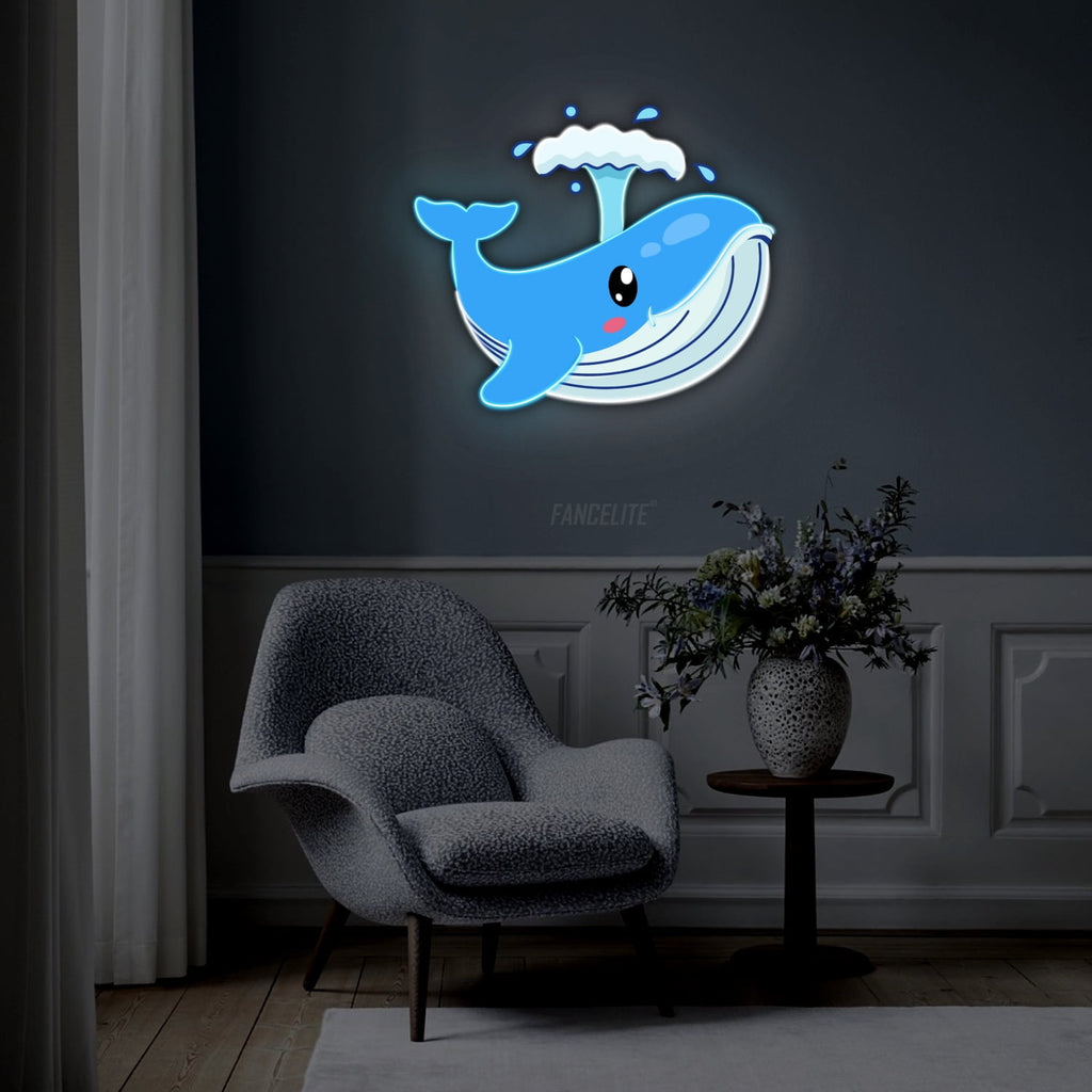 Blue Whale Theme UV Printed Neon Sign