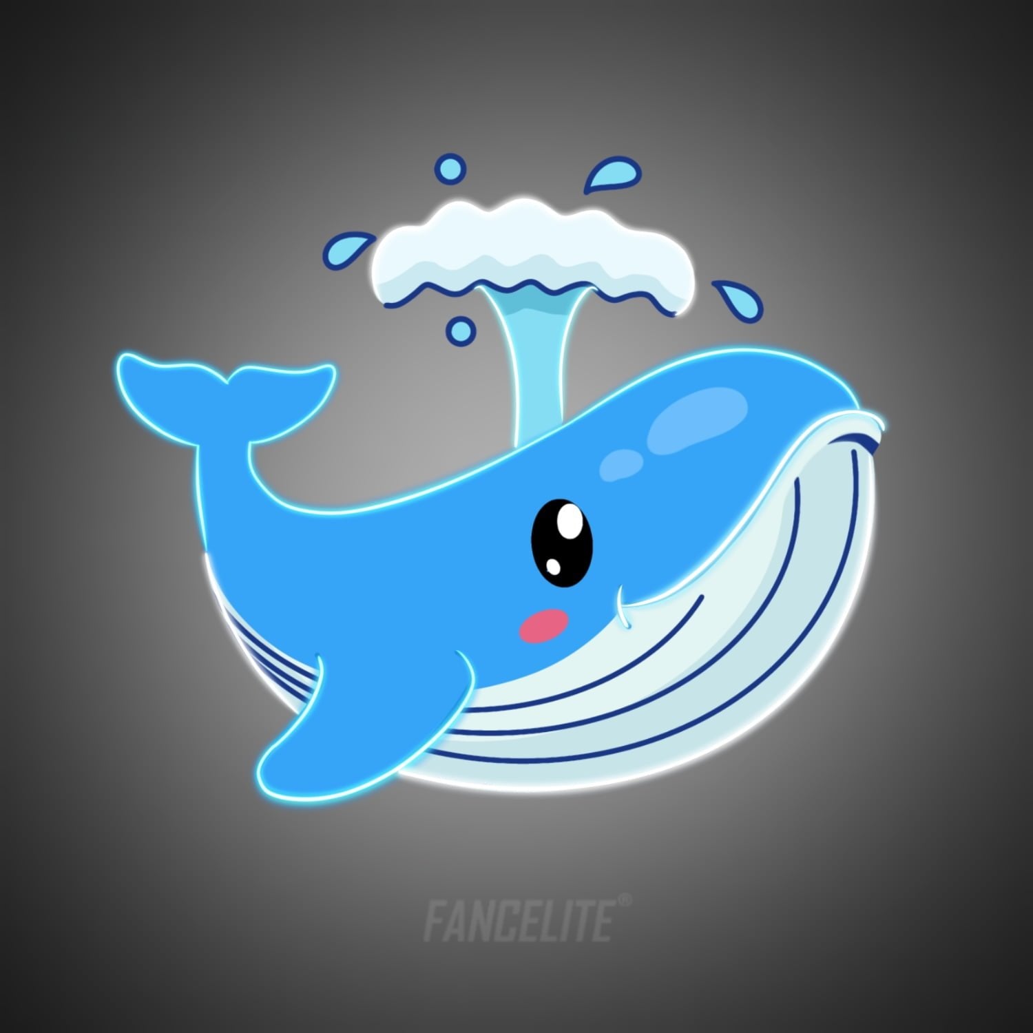 Blue Whale Theme UV Printed Neon Sign