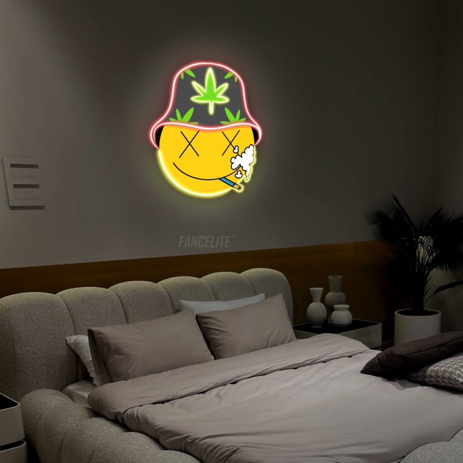 Smiley Face Puffer UV Printed Neon Sign