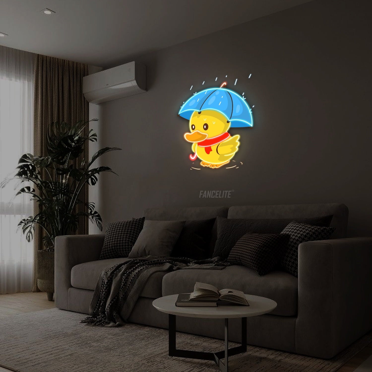Cute Duck On A Rainy Day UV Printed Neon Sign