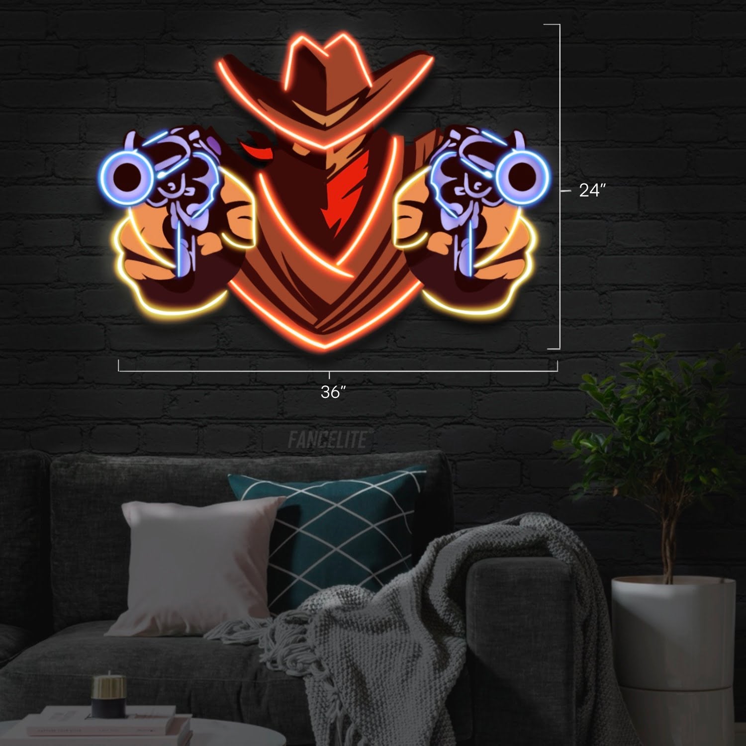 Cowboy UV Printed Neon Sign