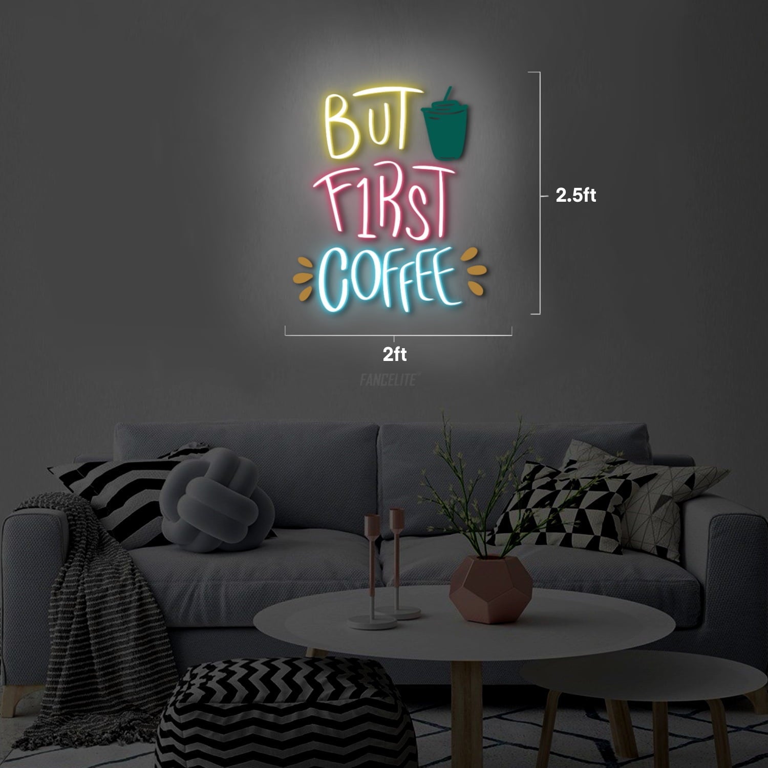 But First Coffee UV Printed Neon Sign