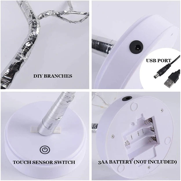 Enchanting Spirit Tree LED Lamp: 108-Light Bonsai Glow for Festive &amp; Home Decor | USB/Battery | Touch Control