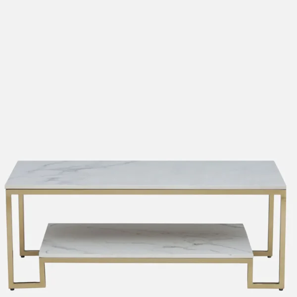 Luxury Metal Coffee Table with Brass Finish & Porcelain Top - Image 2