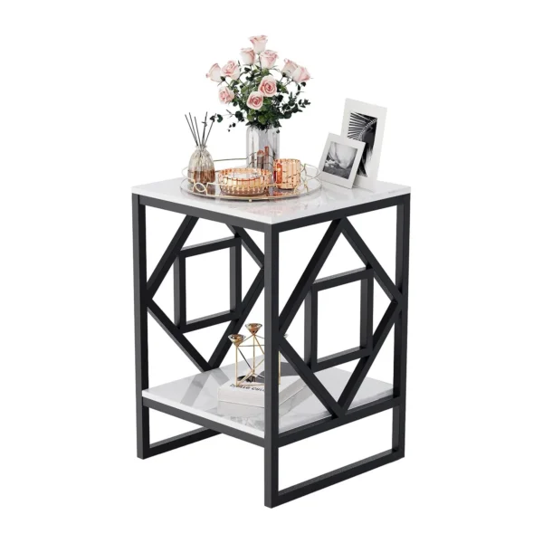 Modern 2-Tier Square Designer Side Table - Image 5