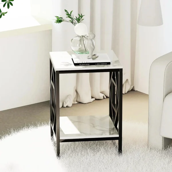 Modern 2-Tier Square Designer Side Table - Image 4