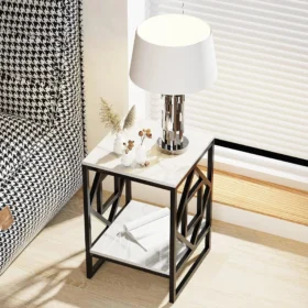 Modern 2-Tier Square Designer Side Table