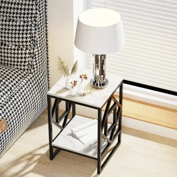 Modern 2-Tier Square Designer Side Table