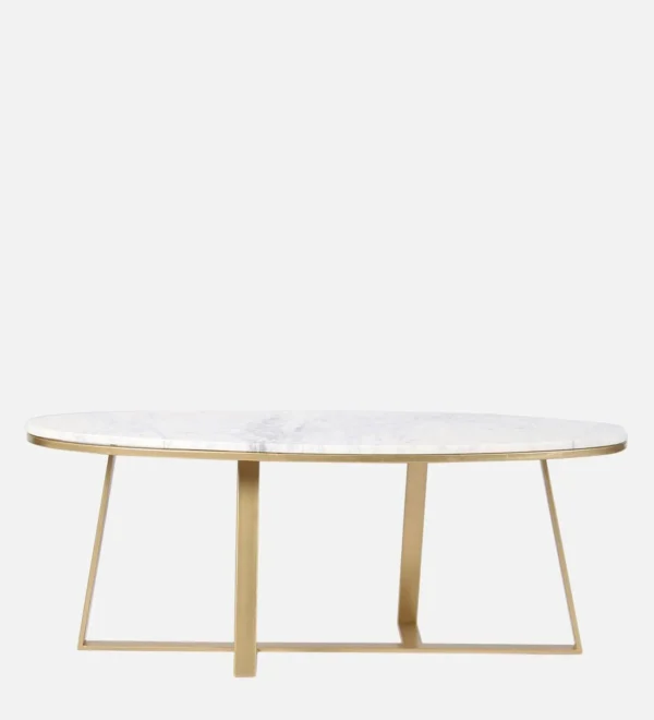 Elegant Coffee Table with Golden Finish & Marble Top - Image 4