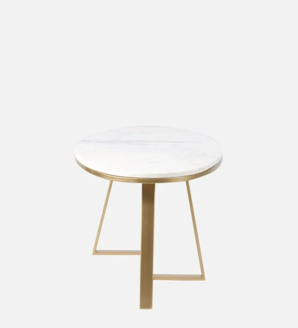 Elegant Coffee Table with Golden Finish & Marble Top - Image 3