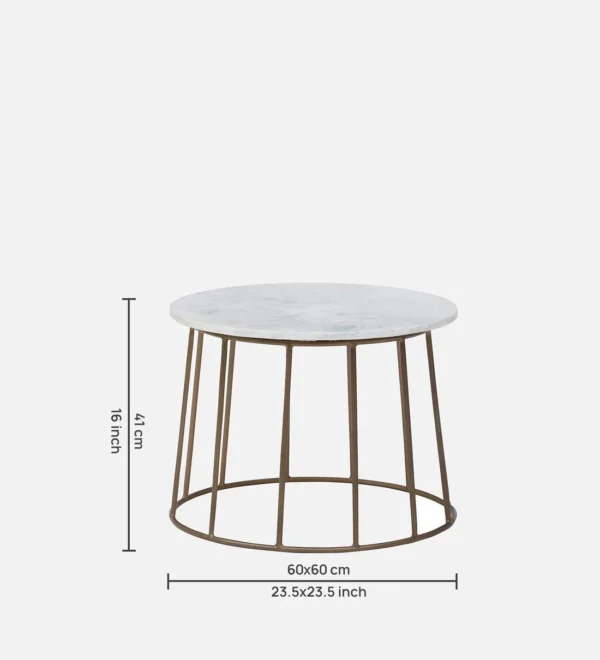 Round Coffee Table with Brass Finish & Elegant Marble Top - Image 6