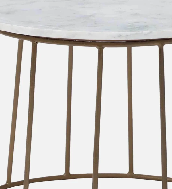 Round Coffee Table with Brass Finish & Elegant Marble Top - Image 4
