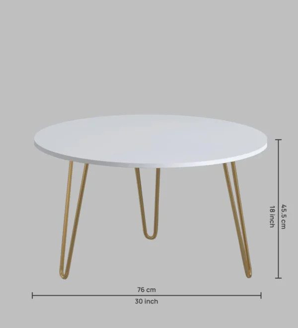 Modern Coffee Table in Gold & White Metal Finish - Image 7