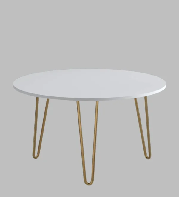 Modern Coffee Table in Gold & White Metal Finish - Image 6