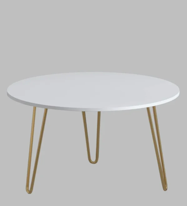 Modern Coffee Table in Gold & White Metal Finish - Image 5