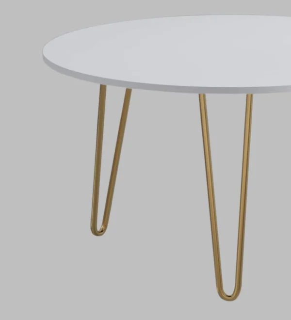 Modern Coffee Table in Gold & White Metal Finish - Image 4