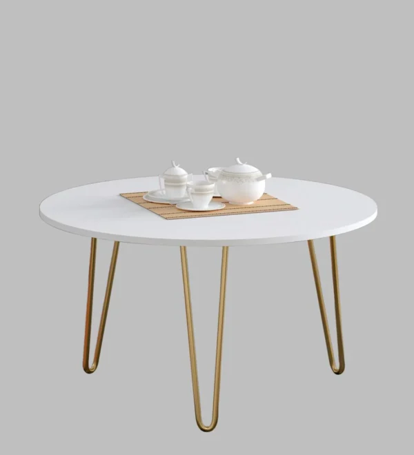 Modern Coffee Table in Gold & White Metal Finish - Image 3