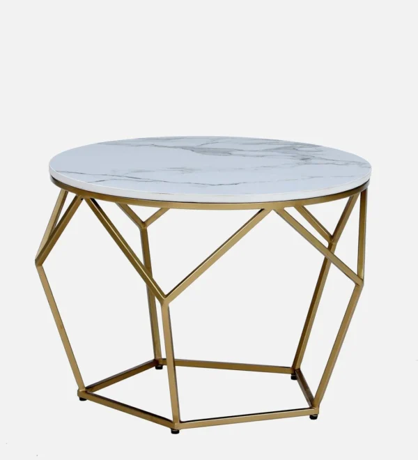 Luxury Metal Coffee Table with Golden Base & Porcelain Surface - Image 4