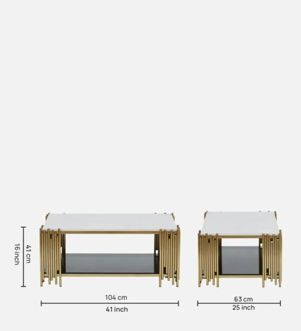 Artis Coffee Table with Porcelain Top & Golden Finish - Image 4