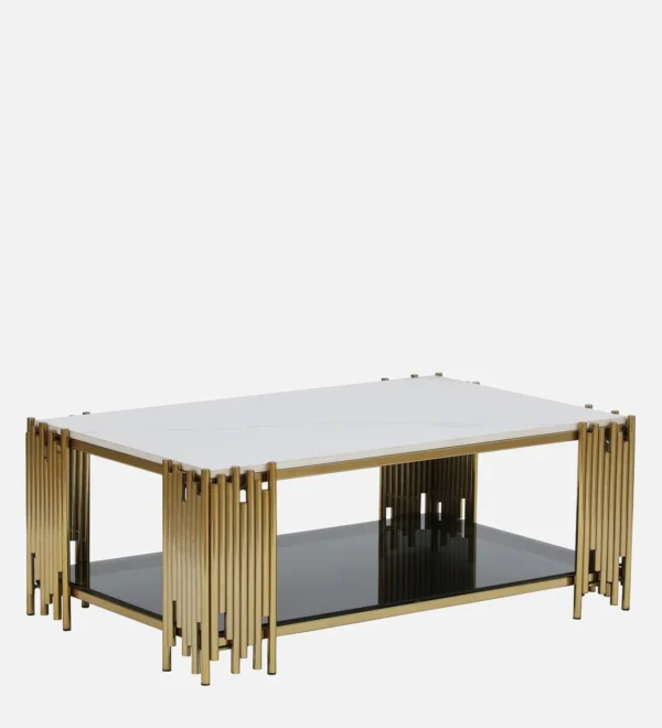 Artis Coffee Table with Porcelain Top & Golden Finish - Image 2