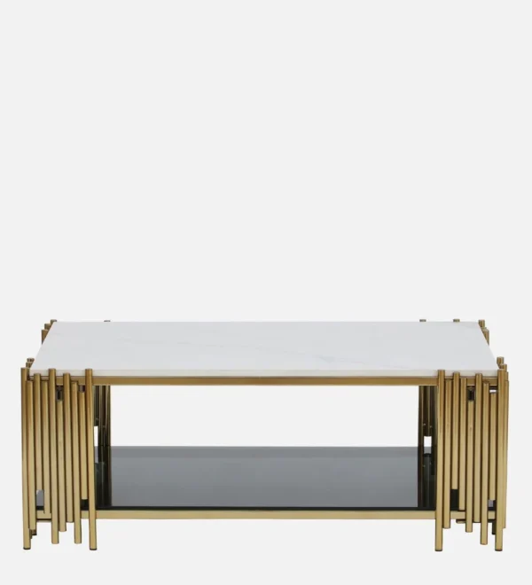 Artis Coffee Table with Porcelain Top & Golden Finish - Image 3
