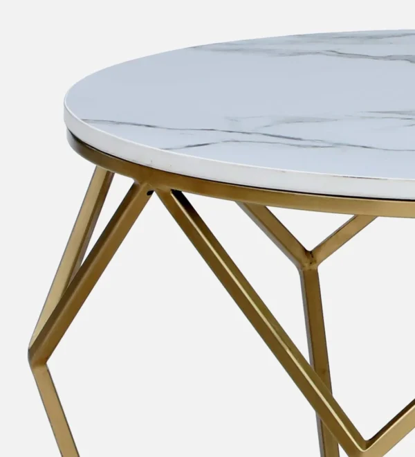 Luxury Metal Coffee Table with Golden Base & Porcelain Surface - Image 3
