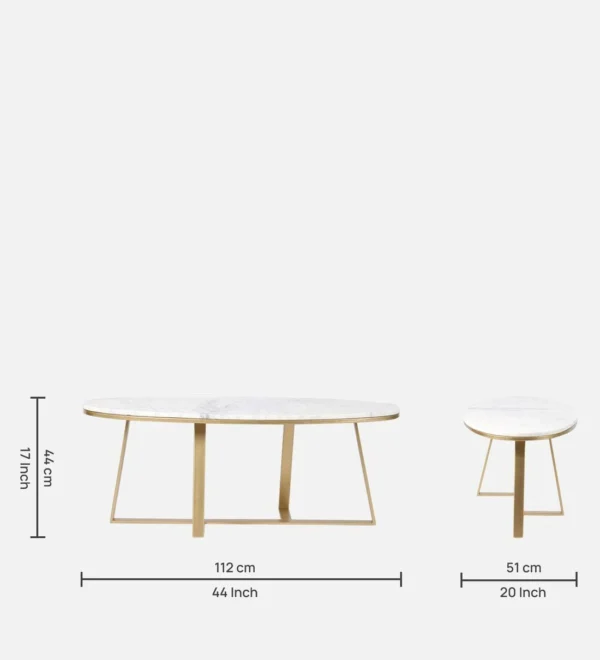 Elegant Coffee Table with Golden Finish & Marble Top - Image 6