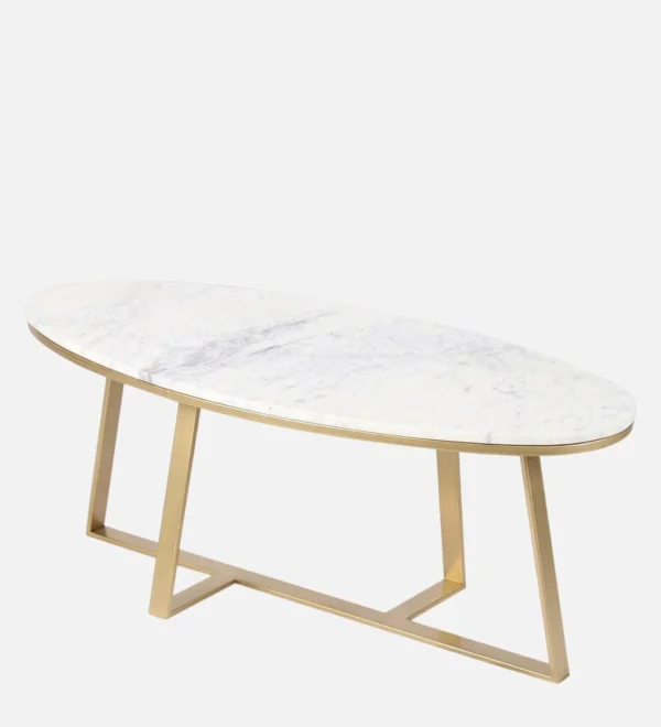Elegant Coffee Table with Golden Finish & Marble Top - Image 5