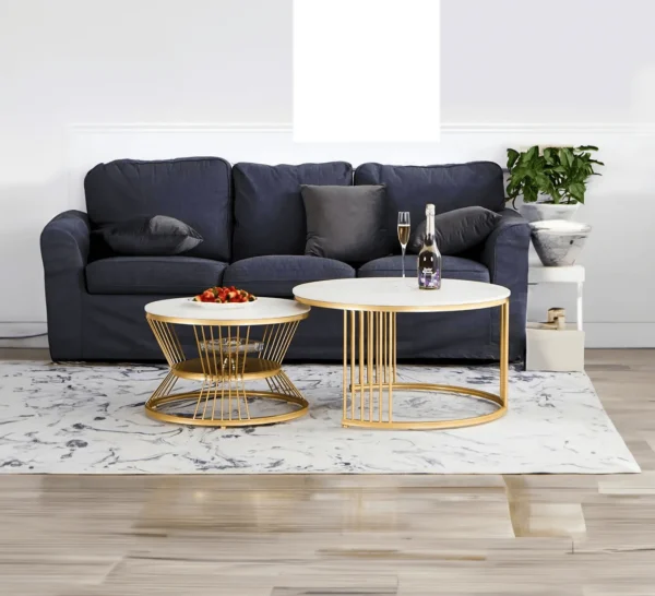 Golden Coffee Table Duo – Timeless Classic Charm - Image 2