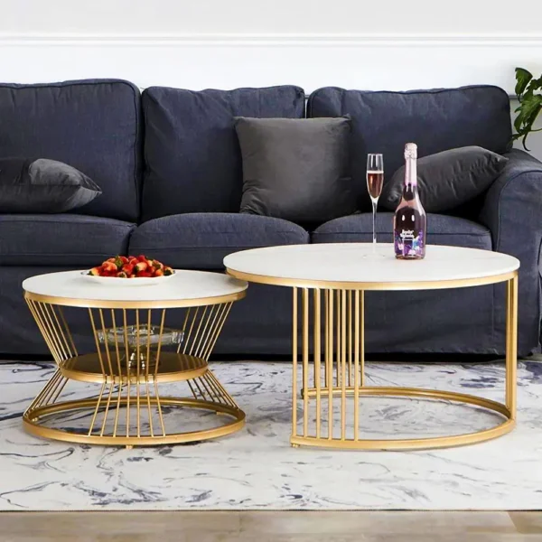Golden Coffee Table Duo – Timeless Classic Charm