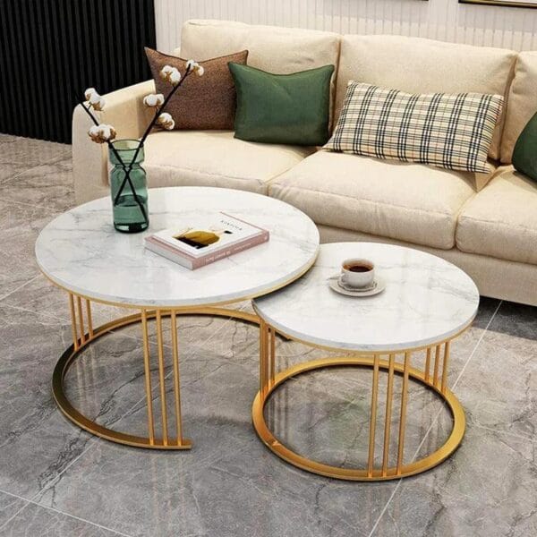 Modern Classic Tethered Iron Coffee Table Duo