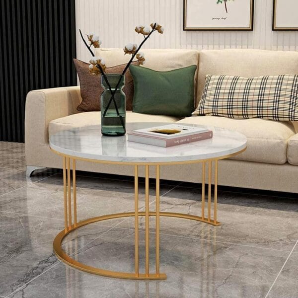Modern Classic Tethered Iron Coffee Table Duo - Image 4