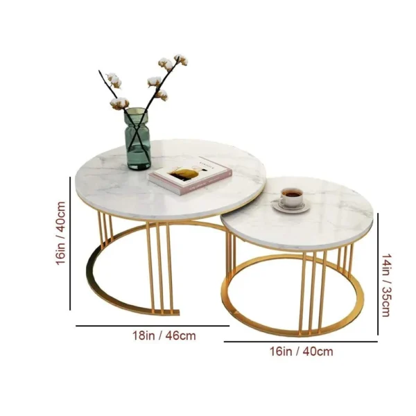 Modern Classic Tethered Iron Coffee Table Duo - Image 5