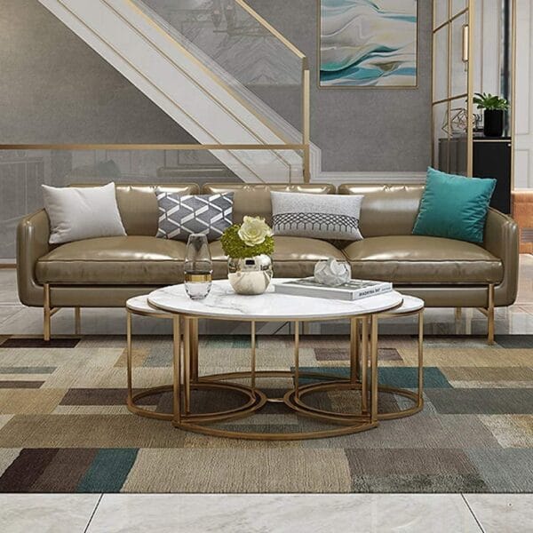 Luxury Golden Nesting Trio Tables – Designer 3-Piece Set - Image 2