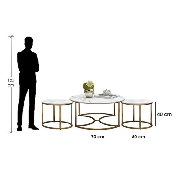 Luxury Golden Nesting Trio Tables – Designer 3-Piece Set - Image 3