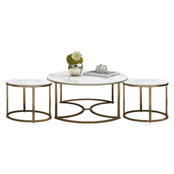 Luxury Golden Nesting Trio Tables – Designer 3-Piece Set - Image 4