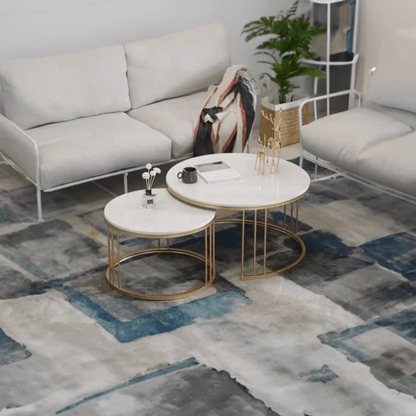 Premium Classic Tethered Metallic Coffee Table Duo - Image 2