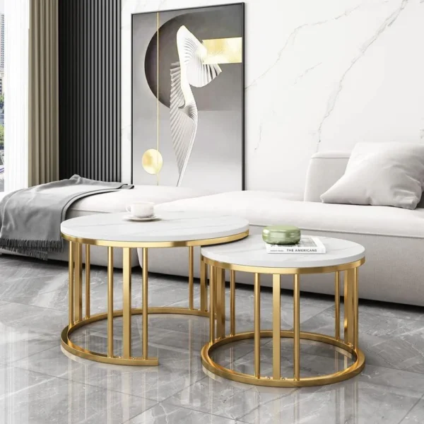 Elegant Minimalist Nesting Coffee Table Set - Image 3
