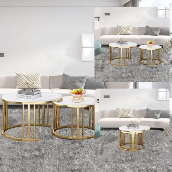 Elegant Minimalist Nesting Coffee Table Set - Image 4