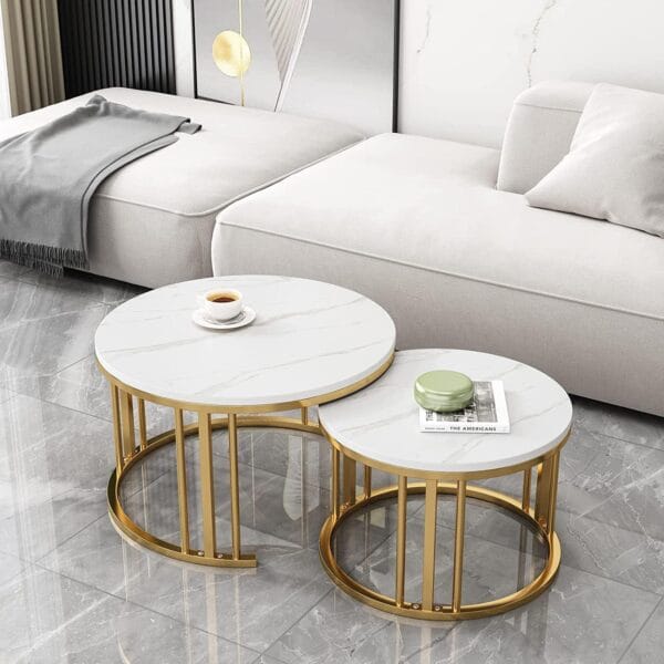 Elegant Minimalist Nesting Coffee Table Set - Image 2