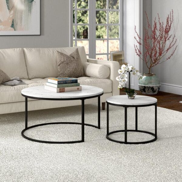 Premium Metallic Nesting Coffee Table Duo – Set of 2 - Image 2