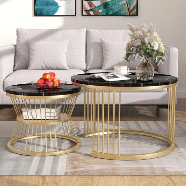 Minimalist Sleek Nesting Coffee Table Duo – Set of 2