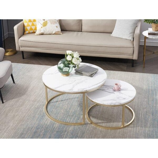 Classic Tethered Metallic Coffee Table Duo – Set of 2 - Image 2