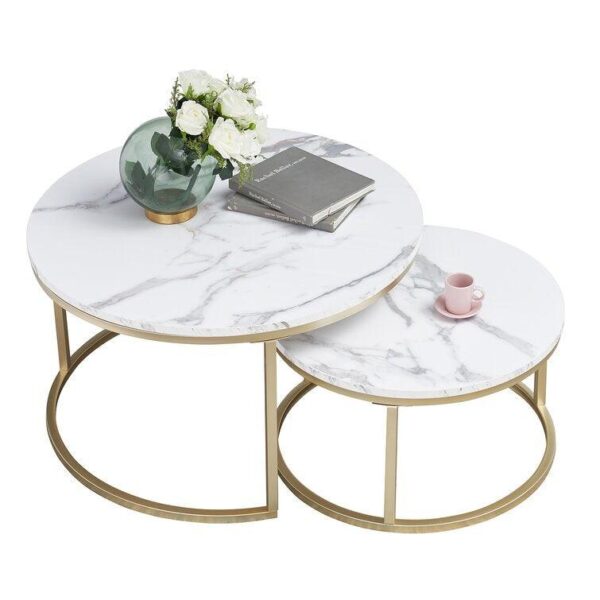 Classic Tethered Metallic Coffee Table Duo – Set of 2 - Image 3