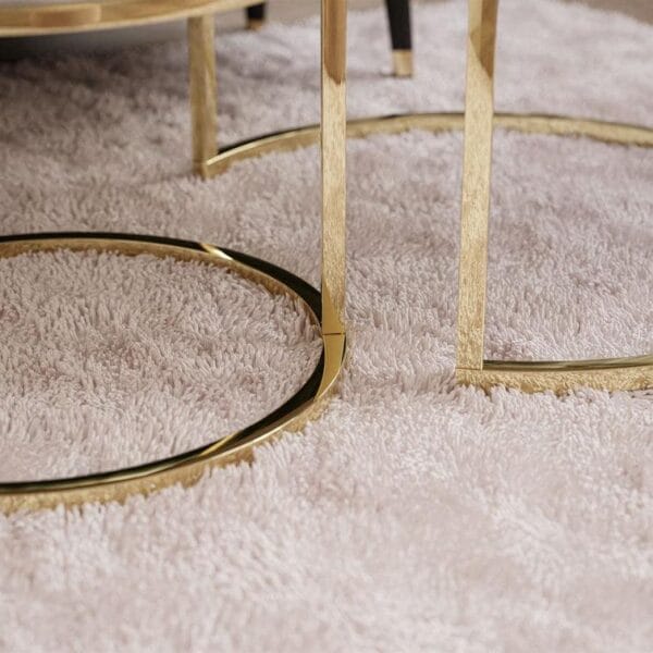 Chic Round White Marble Coffee Tables with Iron Bases – Set of 2 - Image 4
