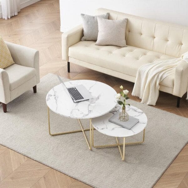 Modern Cross-Legged Coffee Table Set of 2 - Image 2