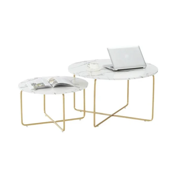 Modern Cross-Legged Coffee Table Set of 2 - Image 3