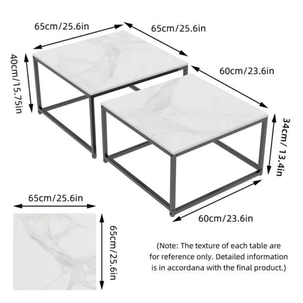 Modern Tethered Metallic Square Nesting Tables – Set of 2 - Image 5