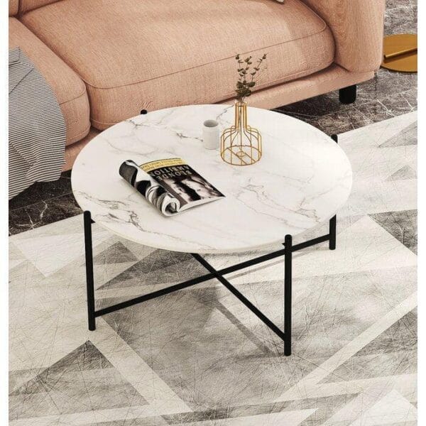 Modern Coffee Table with Sleek Black Crossed Legs